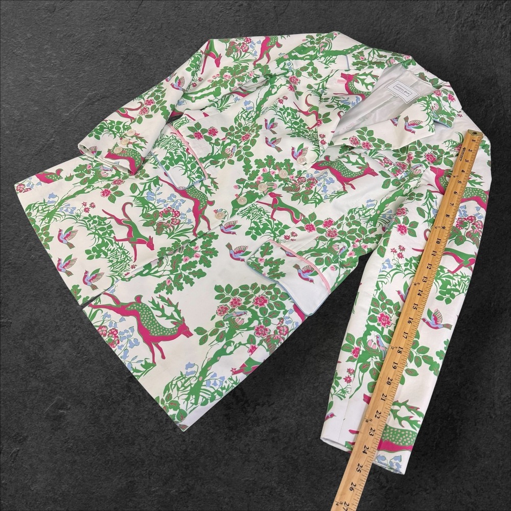 Susanne Spatt Salzburg Austrian Cotton Deer Bird Print Blazer Sz 42 - Picture 11 of 12